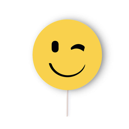 Abanico Selfie Emoji Papel Mango Madera