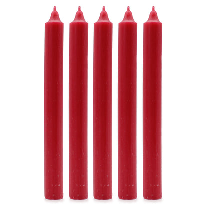 10 x Bulk Solid Colour Dinner Candles - Rustic Red - Pack of 10