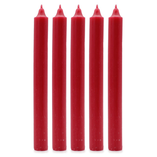 10 x einfarbige Dinnerkerzen – Rustikales Rot – 10er-Pack