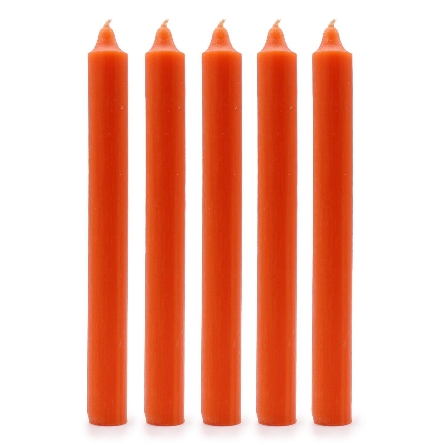 10 x einfarbige Großkerzen – Rustikales Orange – 10er-Pack