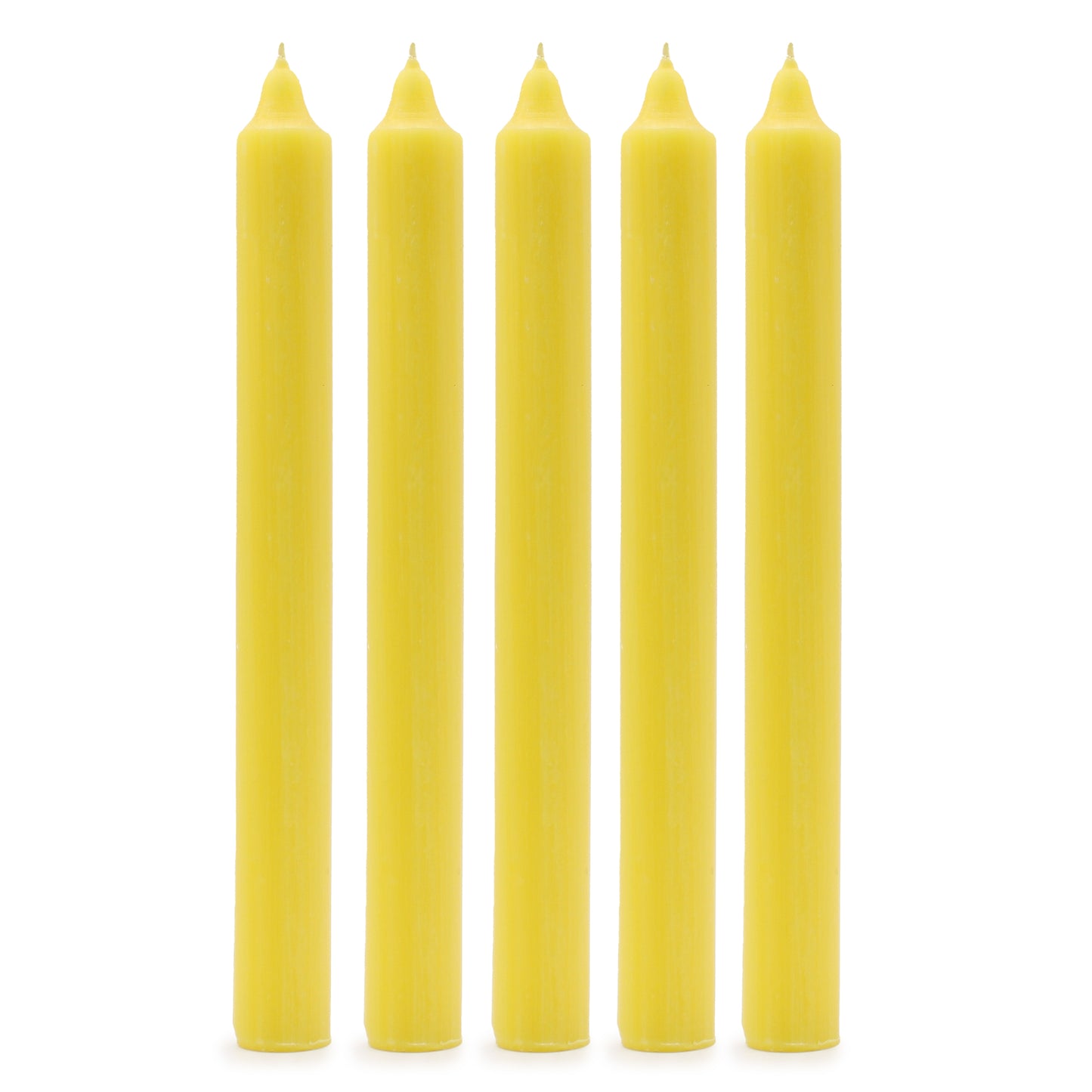 10 x einfarbige Großkerzen – Rustikales Zitronengelb – 10er-Pack