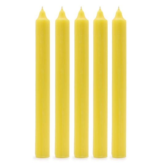 10 x einfarbige Großkerzen – Rustikales Zitronengelb – 10er-Pack