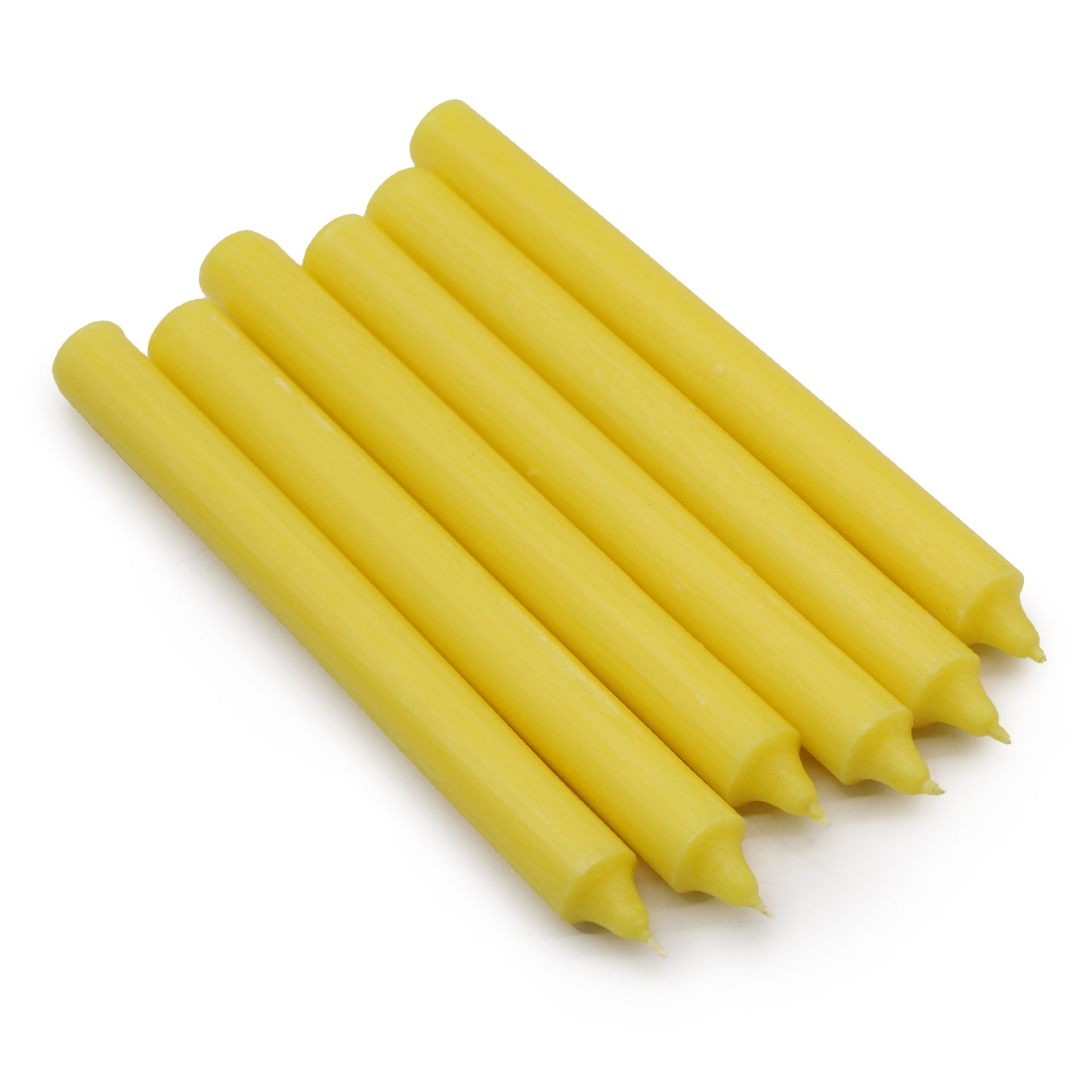 10 x einfarbige Großkerzen – Rustikales Zitronengelb – 10er-Pack