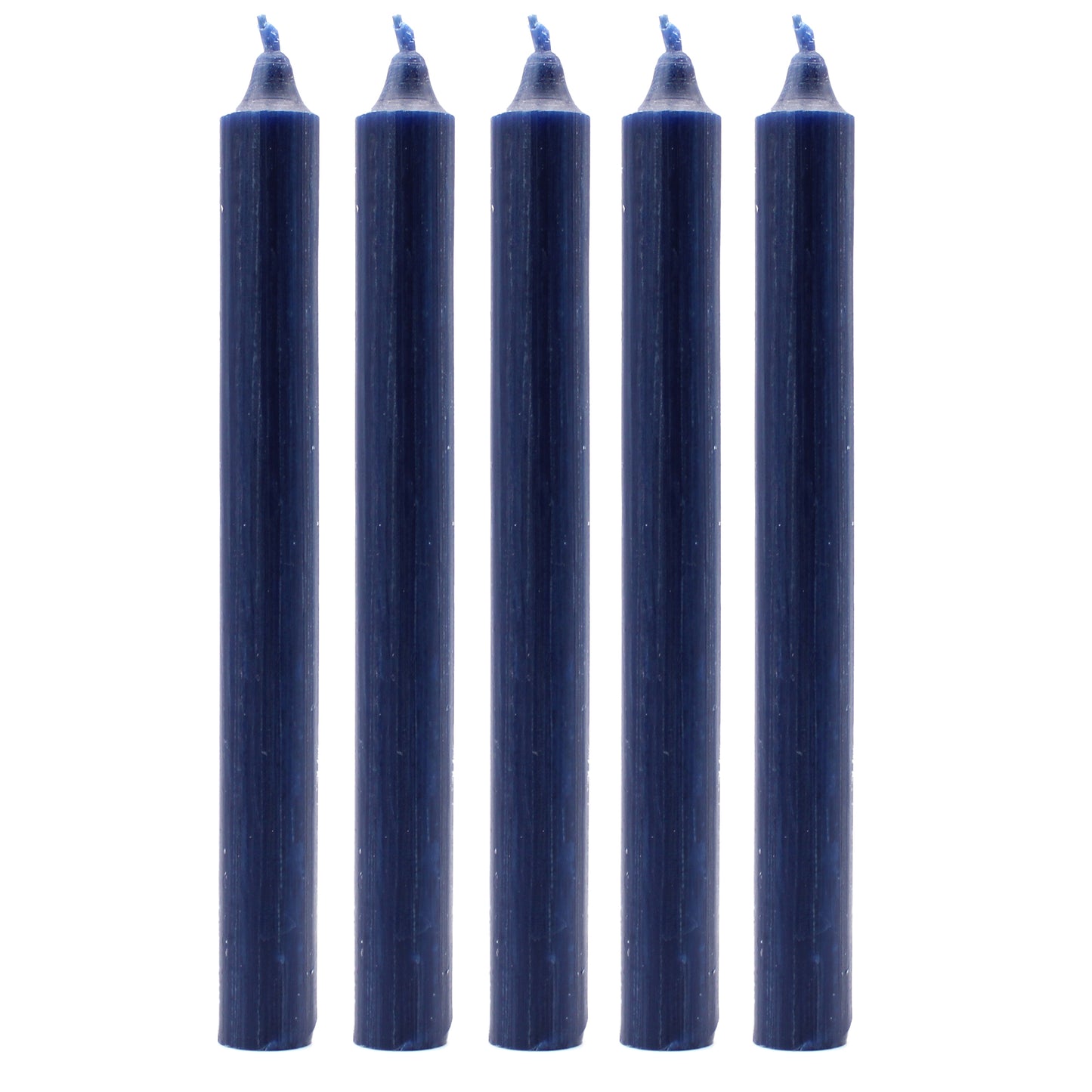 10 x einfarbige Großkerzen – Rustikales Marineblau – 10er-Pack