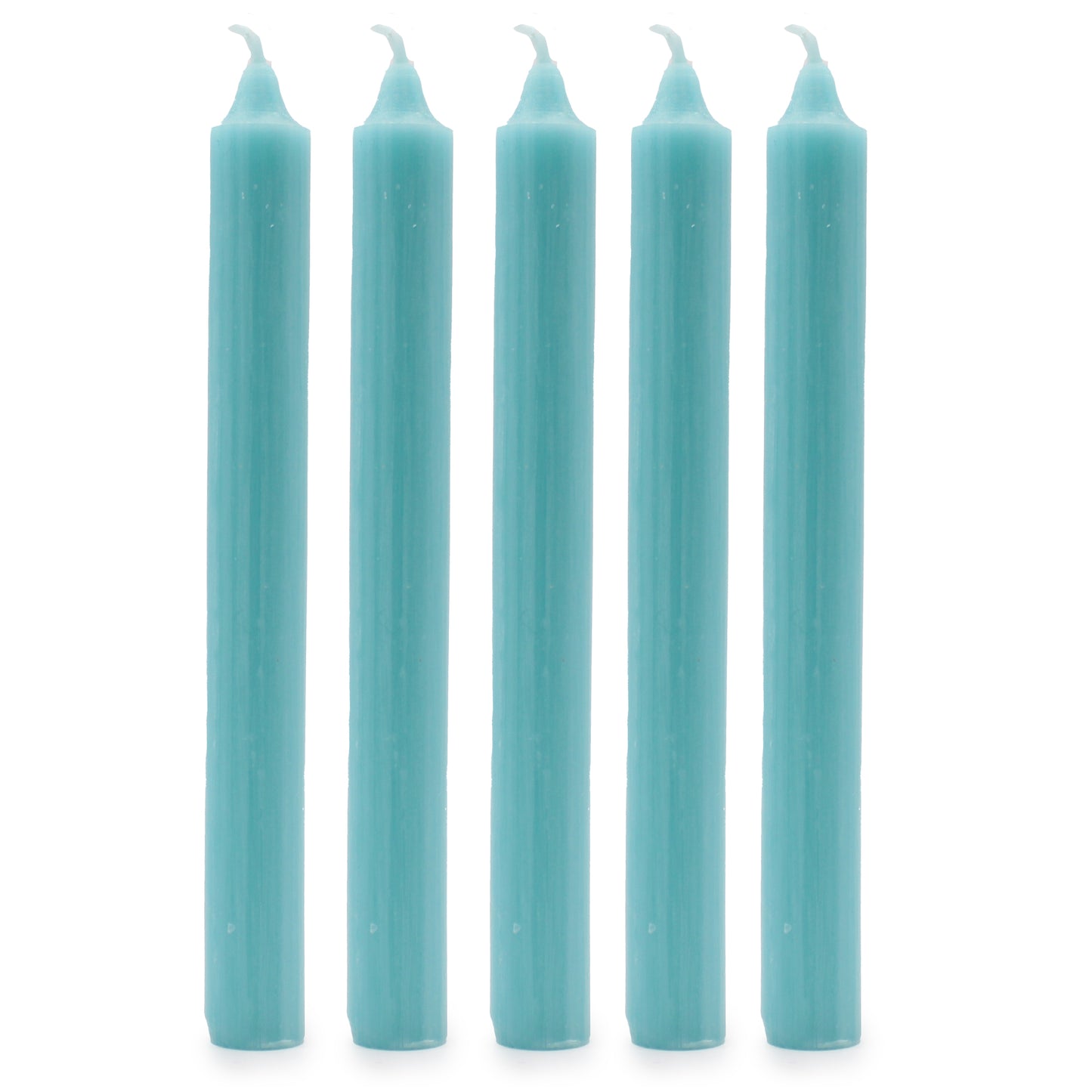 10 x einfarbige Großkerzen – Rustikales Aqua – 10er-Pack