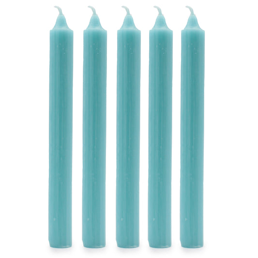 10 x einfarbige Großkerzen – Rustikales Aqua – 10er-Pack