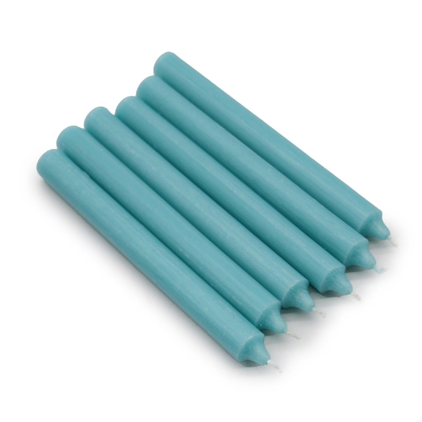 10 x einfarbige Großkerzen – Rustikales Aqua – 10er-Pack