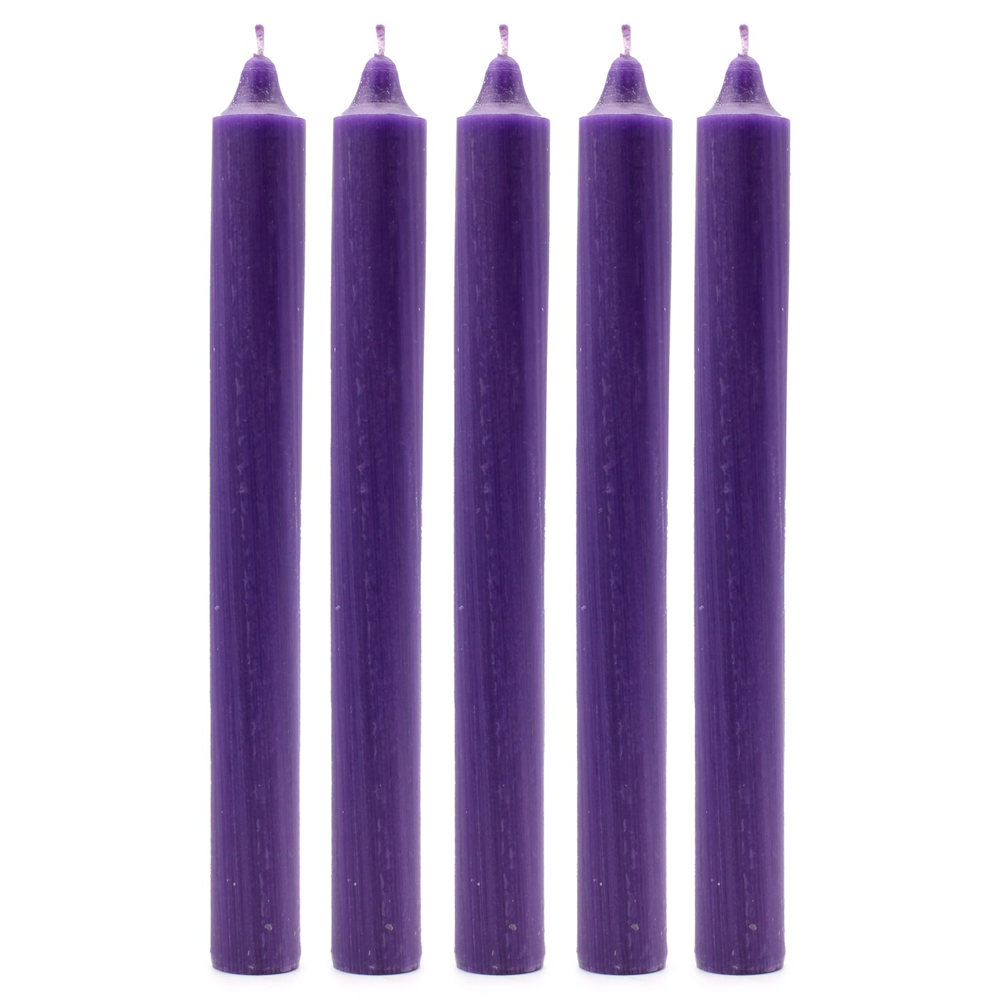 10 x einfarbige Großkerzen – Rustikales Lila – 10er-Pack