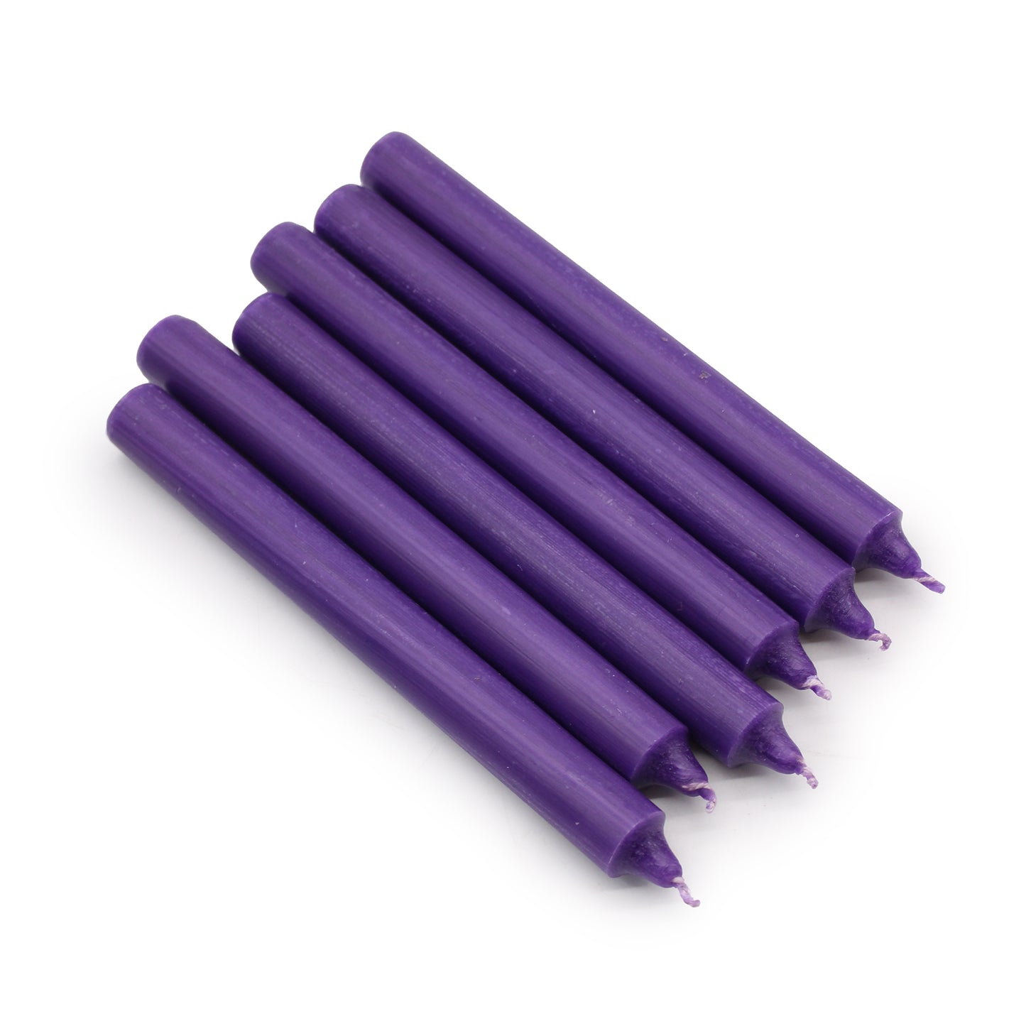 10 x einfarbige Großkerzen – Rustikales Lila – 10er-Pack