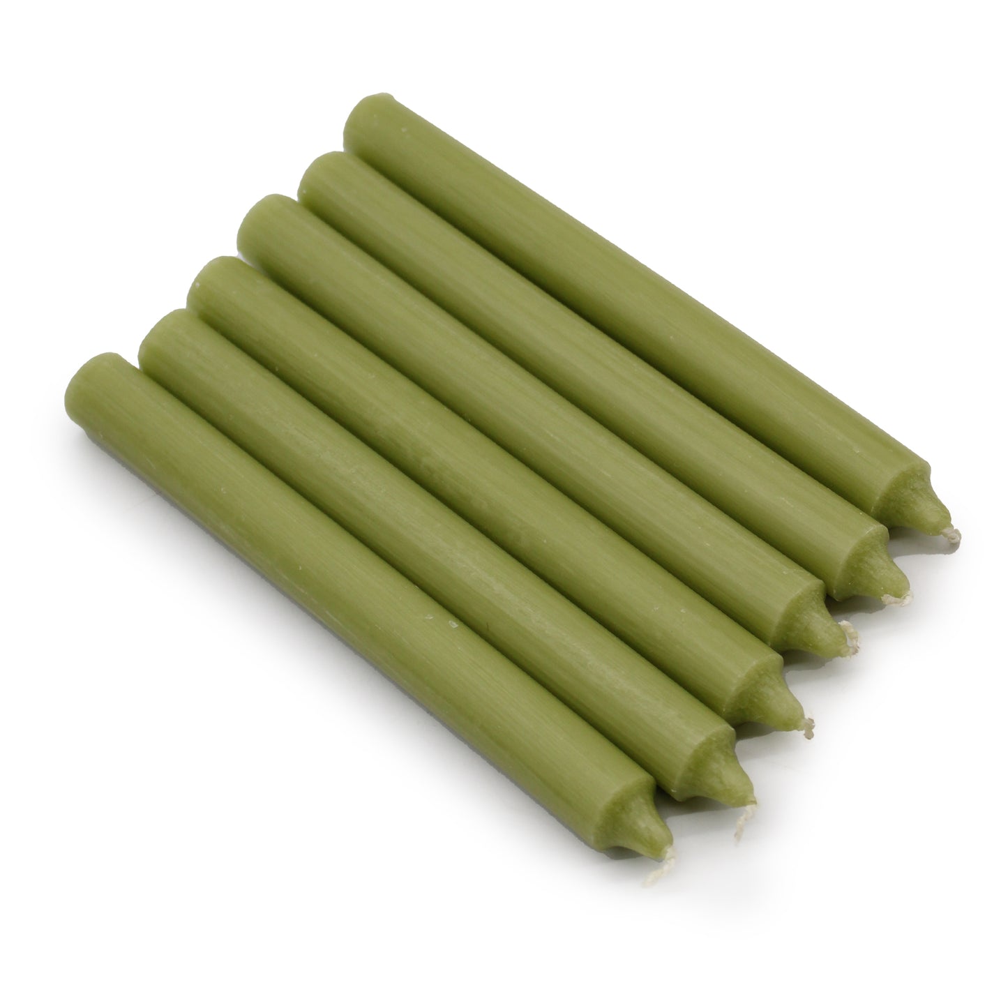 10 x einfarbige Großkerzen – Rustikales Olivgrün – 10er-Pack