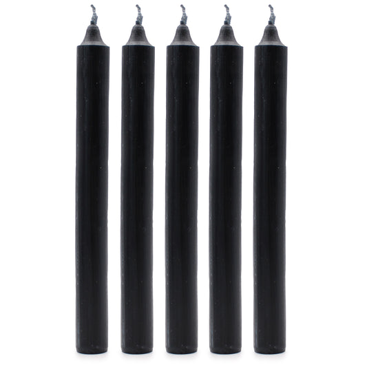 10 x einfarbige Großkerzen – Rustikales Schwarz – 10er-Pack