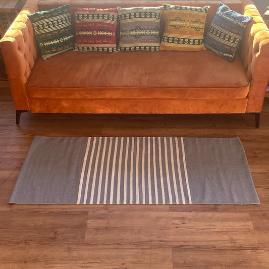 Indischer Baumwollteppich – 70 x 170 cm – Grau