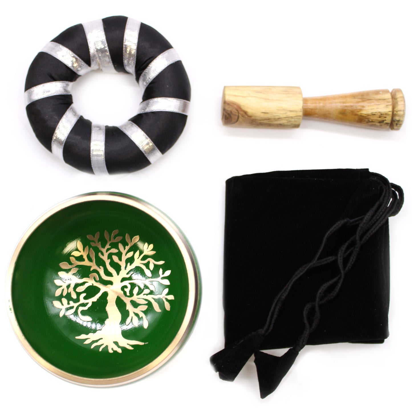 Tibetisches Klangschalen-Set - Lebensbaum - Grün 10,7 cm