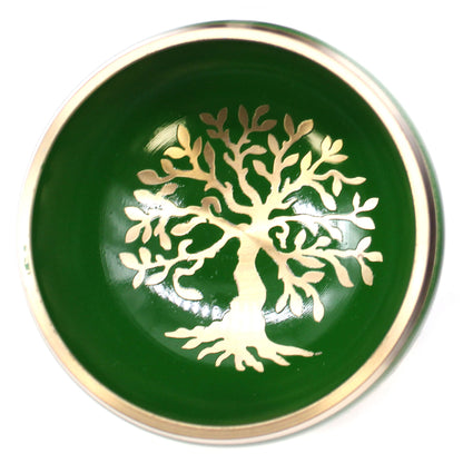 Ensemble de bols chantants tibétains - Arbre de vie - Vert 10,7 cm