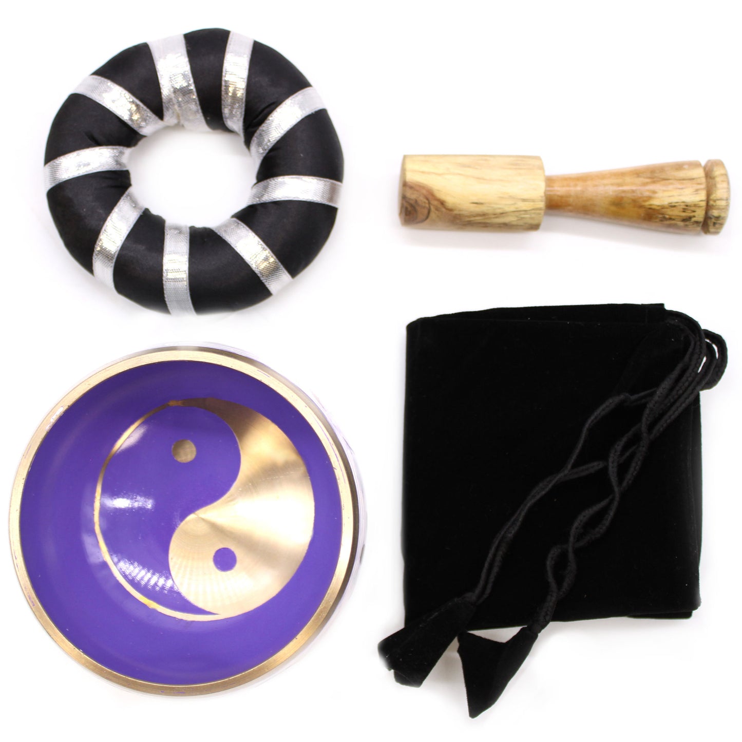 Tibetisches Klangschalen-Set - Yin &amp; Yang - Weiß/Lila 10,7 cm