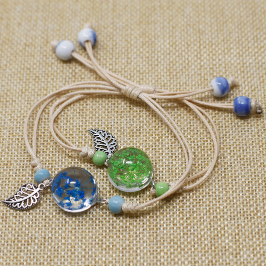 Gepresste Blumen - Wunderschönes Blumen- und Blätterarmband