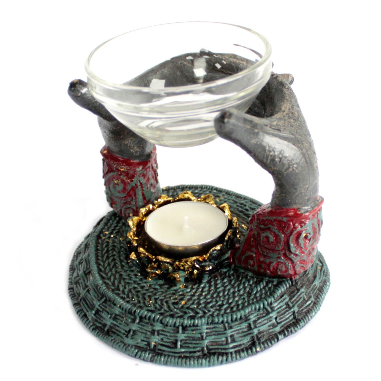 Antiker Buddha - Ölbrenner mit Handopfer