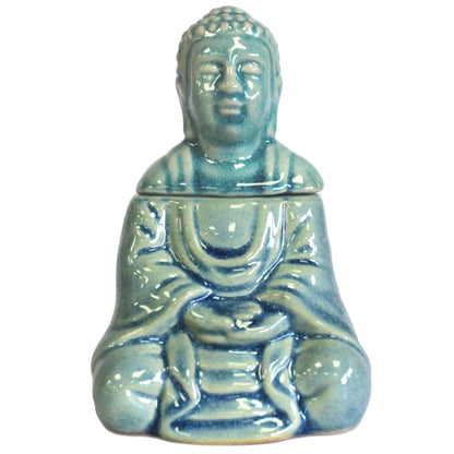 Quemador de Aceite Buda Sentado Azul
