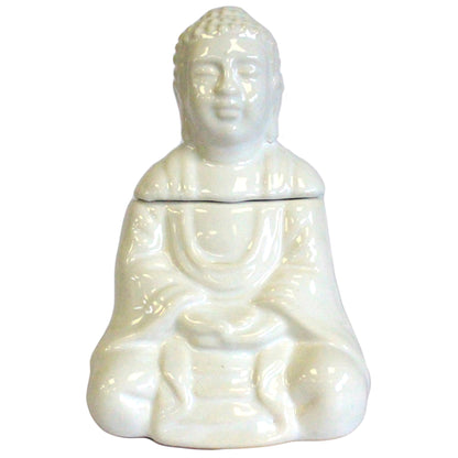 Quemador de Aceite Buda Sentado Blanco