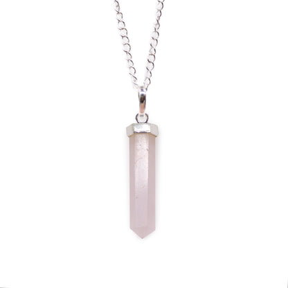 Colgante de Punto Clásico de Piedras Preciosas - Cuarzo Rosa