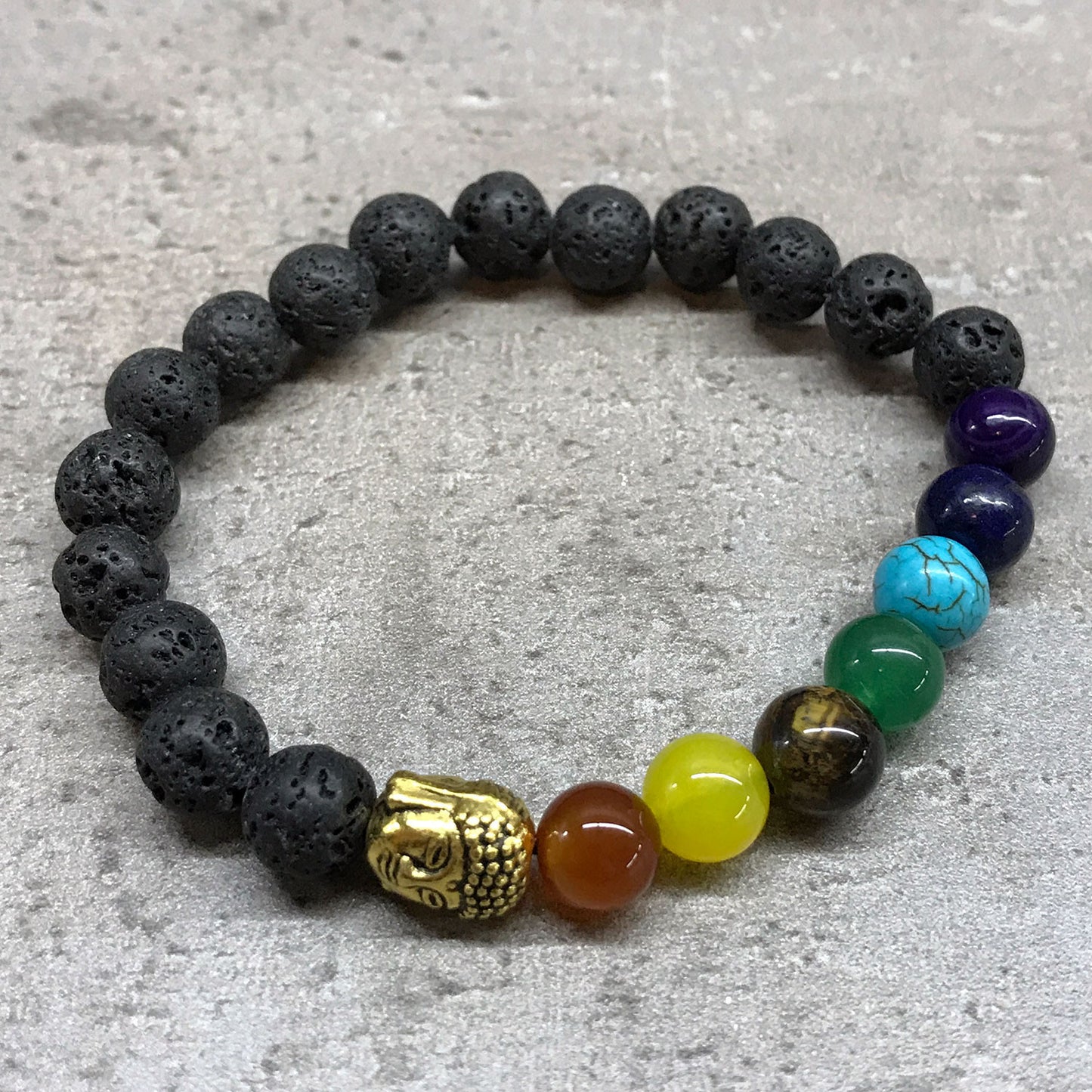 Lavastein Armband - Buddha - Chakra