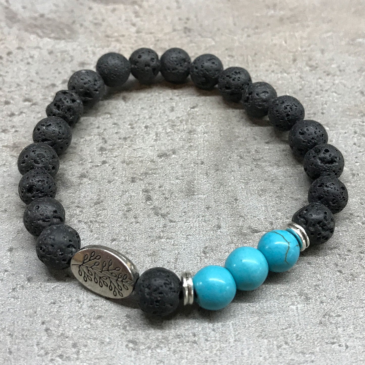 Lavastein Armband - Blatt - Türkis
