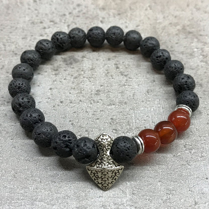 Lavastein Armband - Axt - Karneol