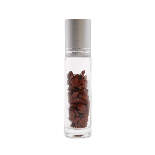 Edelstein-Rollerflasche für ätherische Öle – Roter Jaspis – Silberkappe