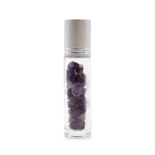 Edelstein-Rollerflasche für ätherische Öle – Amethyst – Silberkappe