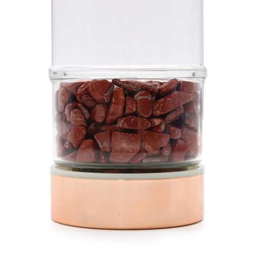 Teeflasche aus Glas - Roségold - Roter Jaspis