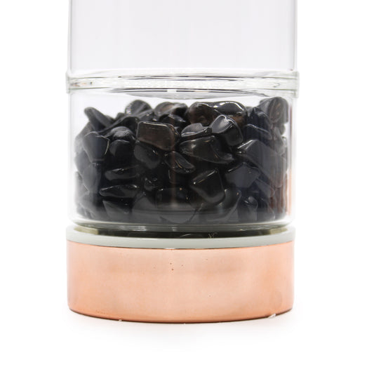 Teeflasche aus Glas - Roségold - Onyx