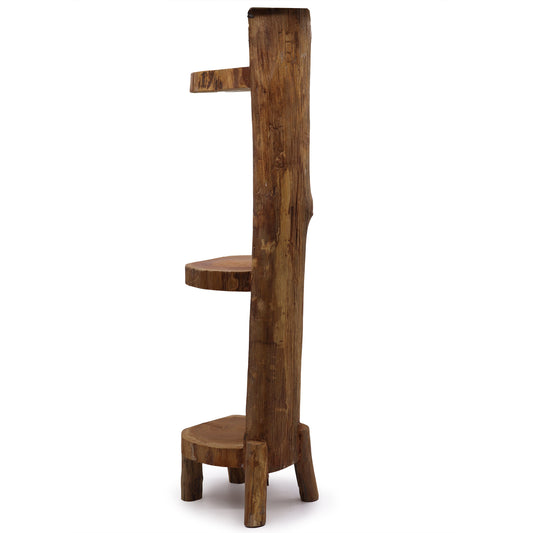 Holzregal aus natürlichem Teakholz, 3 Regale, 100 cm Höhe