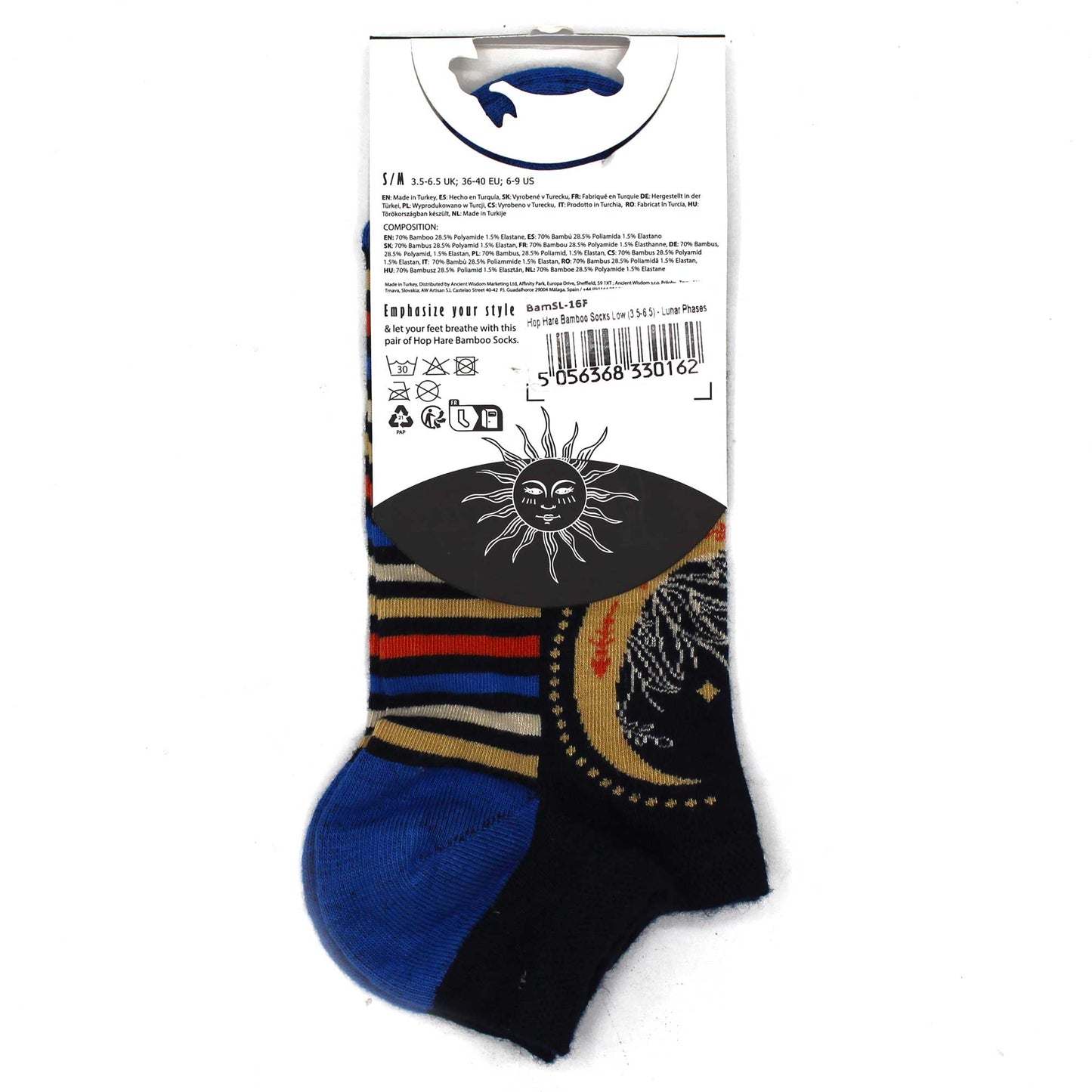 Hop Hare Bamboo M/L Niedrige Socken (41-46) - Mondphasen