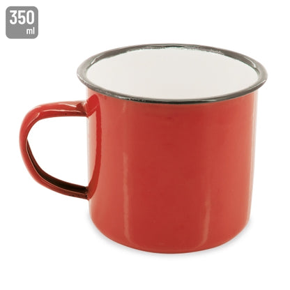 Roter Emaillebecher