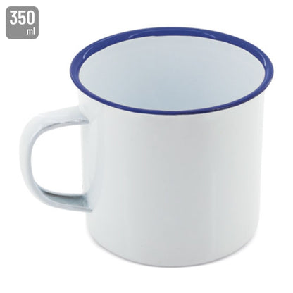 Taza Esmaltada Retro 350 ml Reborde Azul