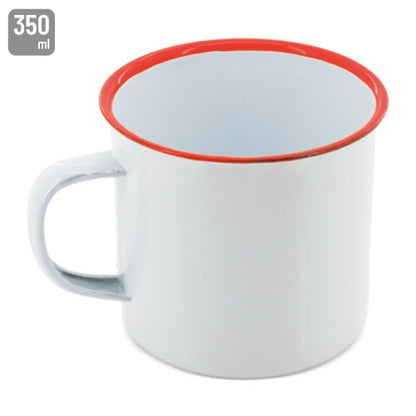 Taza Esmaltada Retro 350 ml Reborde Rojo