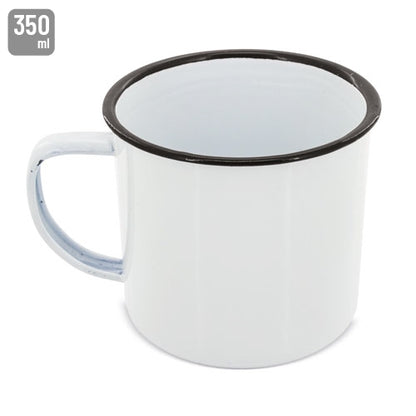 Taza Metálica Esmaltada Retro 350 ml Reborde Negro