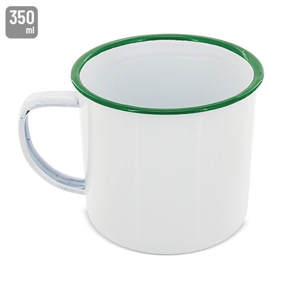Taza Metálica Esmaltada Retro 350 ml Reborde Verde