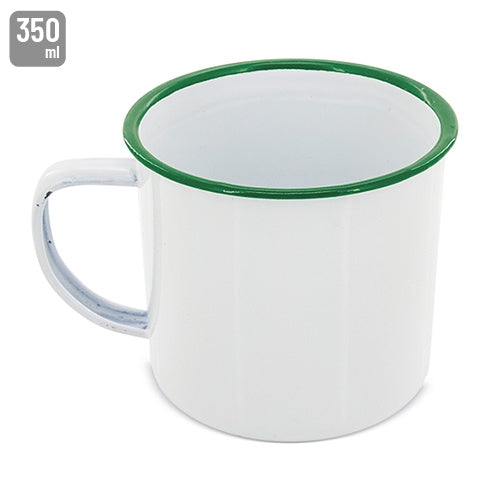 Mug en métal émaillé « Rétro » avec bord vert