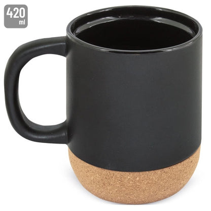Mug Cerámica con Base Corcho 420 ml Negro
