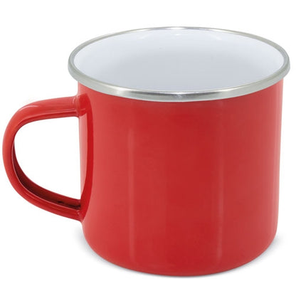 Mug Esmaltado 380 ml Rojo con Borde Plateado