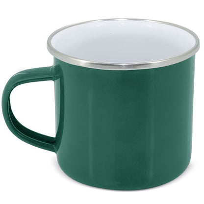 Mug Esmaltado 380 ml Verde con Borde Plateado