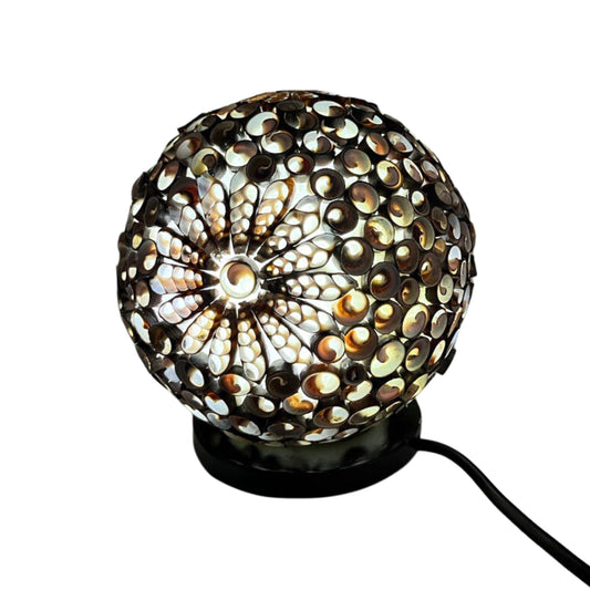 Boho Muschellampe - Schokoladenfarbene Twist-Kugel - 15cm