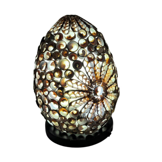 Boho Muschellampe - Schokoladenbraun Twist Oval - 15cm