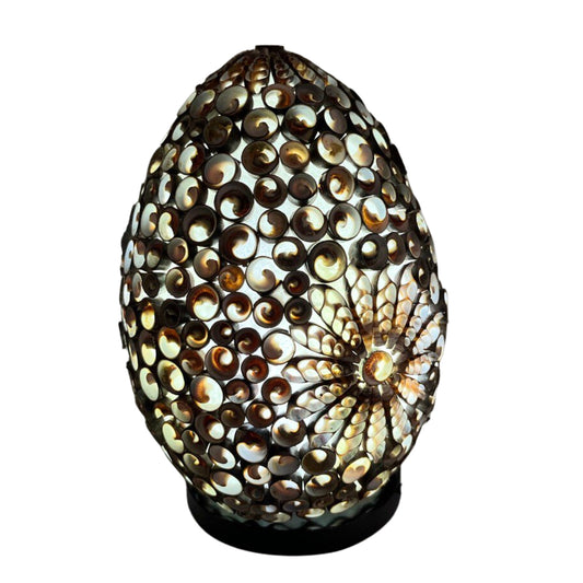 Boho Muschellampe - Schokoladenbraun Twist Oval - 20cm
