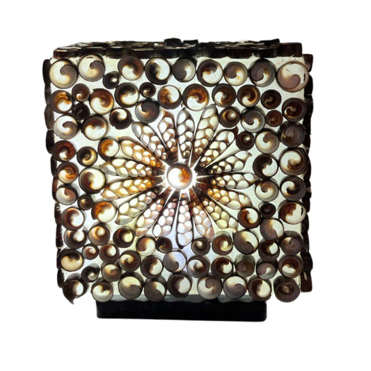 Boho Muschellampe - Schokoladenbraunes Twist-Quadrat - 15cm