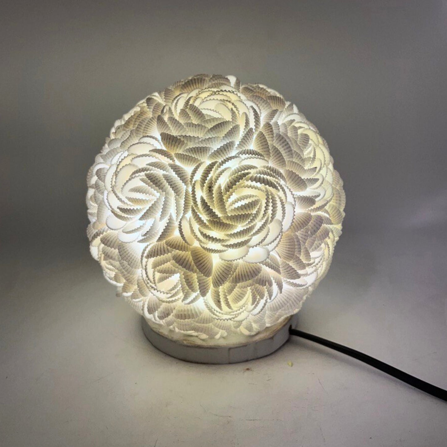 Boho Muschellampe - Rosa Kugel - 15cm