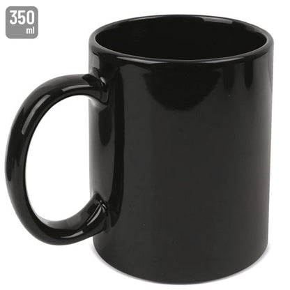 Taza Cerámica Lisa 350 ml Negra con Caja