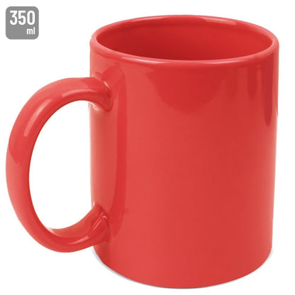 Taza Cerámica Lisa 350 ml Roja con Caja
