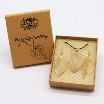 Conjunto Collar Aretes Hoja Oro